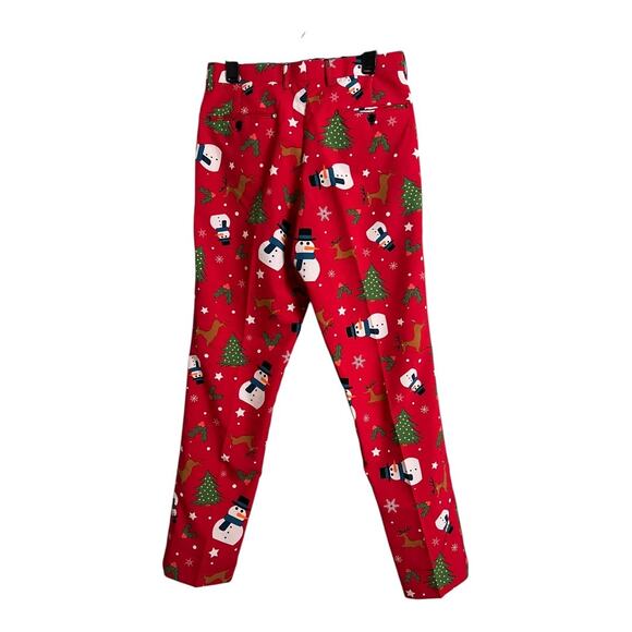 OppoSuits Christmas Pants Snowman Tree Novelty Holiday Party Red Mens 42 - Picture 7 of 8